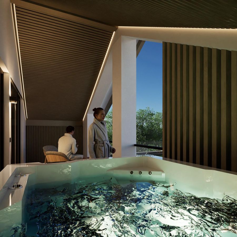 Loggia mit Whirlpool in der Penthouse Suite Churfürstenhof