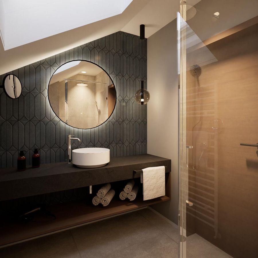 Hotelbad mit Einzelwaschtisch in der Penthouse Suite